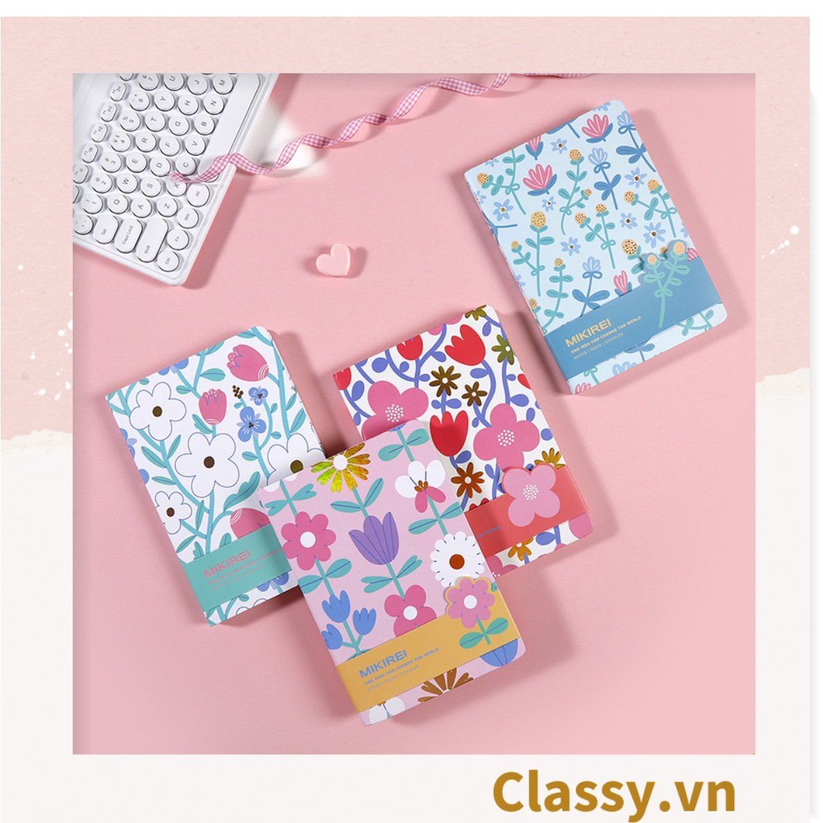Sổ tay bìa cứng họa tiết hoa vintage kích thước A5 hoặc A7, 192 trang PK1791 Classy Floral PK1791 Classy Floral