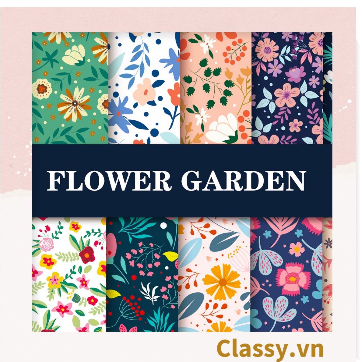Sổ tay bìa cứng họa tiết hoa vintage kích thước A5 hoặc A7, 192 trang PK1792 Classy Floral