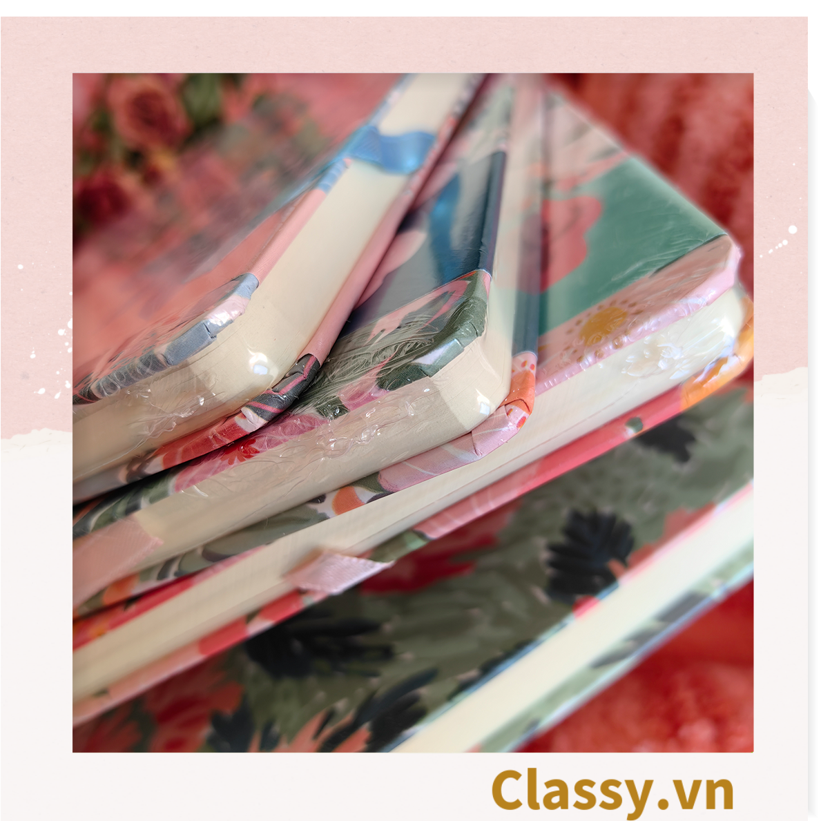 Sổ tay bìa cứng họa tiết hoa vintage kích thước A5 hoặc A7, 192 trang PK1792 Classy Floral