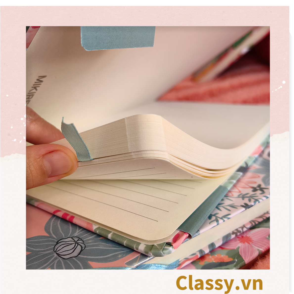 Sổ tay bìa cứng họa tiết hoa vintage kích thước A5 hoặc A7, 192 trang PK1792 Classy Floral