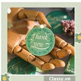  Bộ 50 Nhãn dán hộp sticker giấy C bóng họa tiết vintage thể hiện lòng biết ơn chữ thank you dùng để trang trí, niêm phong PK1794 