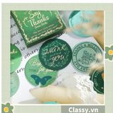  Bộ 50 Nhãn dán hộp sticker giấy C bóng họa tiết vintage thể hiện lòng biết ơn chữ thank you dùng để trang trí, niêm phong PK1794 