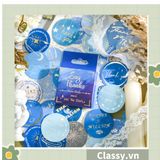  Bộ 50 Nhãn dán hộp sticker giấy C bóng họa tiết vintage thể hiện lòng biết ơn chữ thank you dùng để trang trí, niêm phong PK1794 