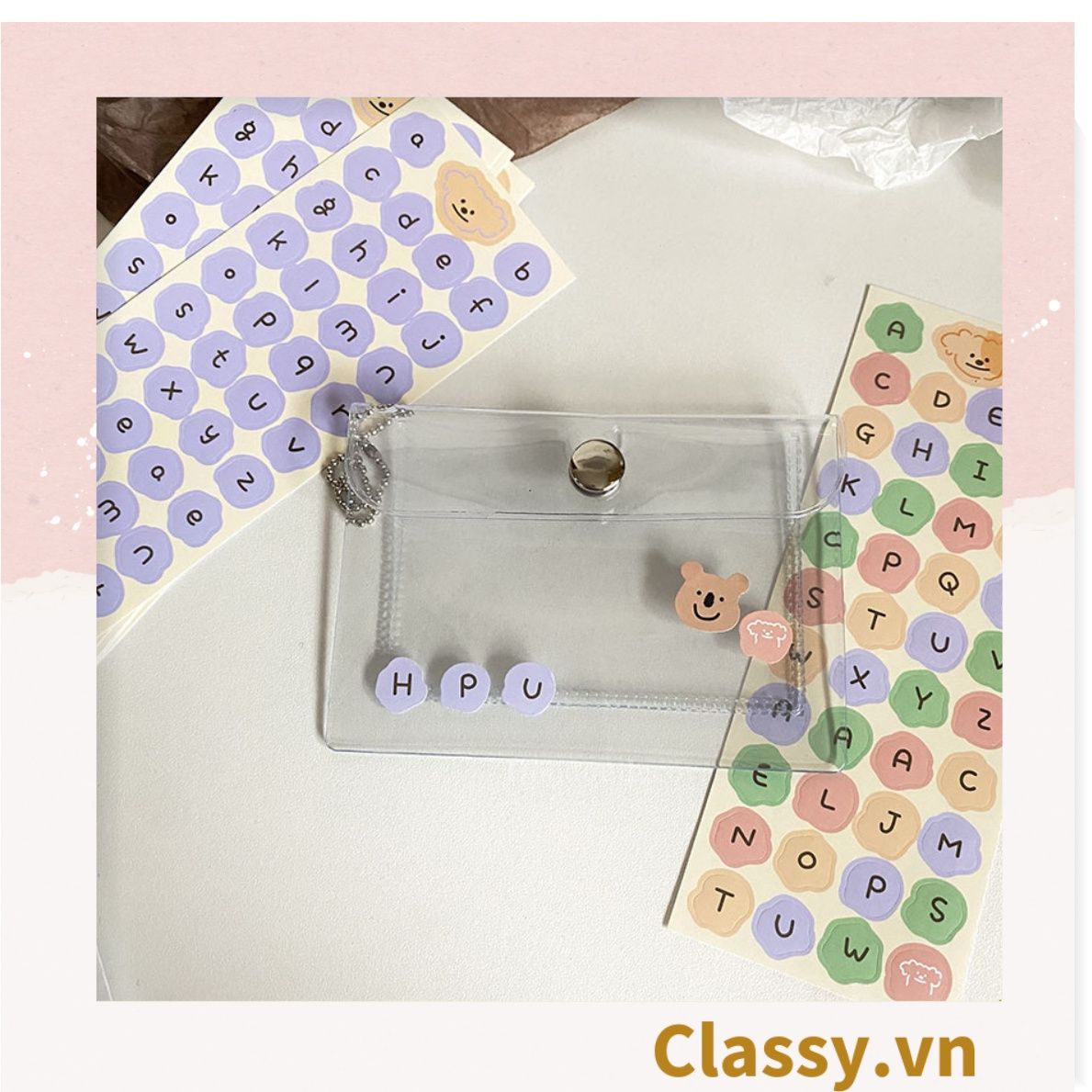 Miếng Nhãn dán hộp sticker 16 X 6 CM giấy C bóng in chữ dùng để trang trí, niêm phong PK1795
