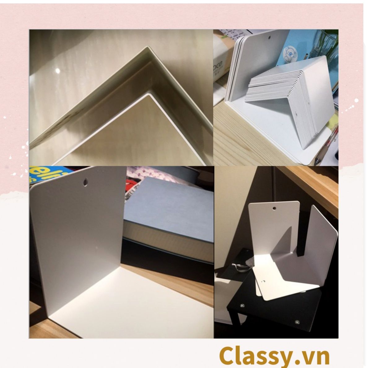 2 kệ Chặn sách kim loại, giá sách chữ L, chặn sách decor làm từ tấm thép dày đặc PK1802