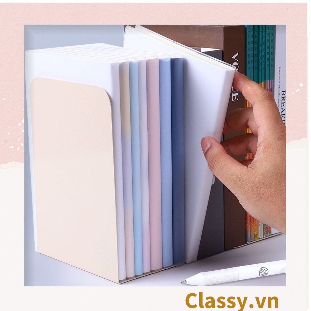 2 kệ Chặn sách kim loại, giá sách chữ L, chặn sách decor làm từ tấm thép dày đặc PK1802