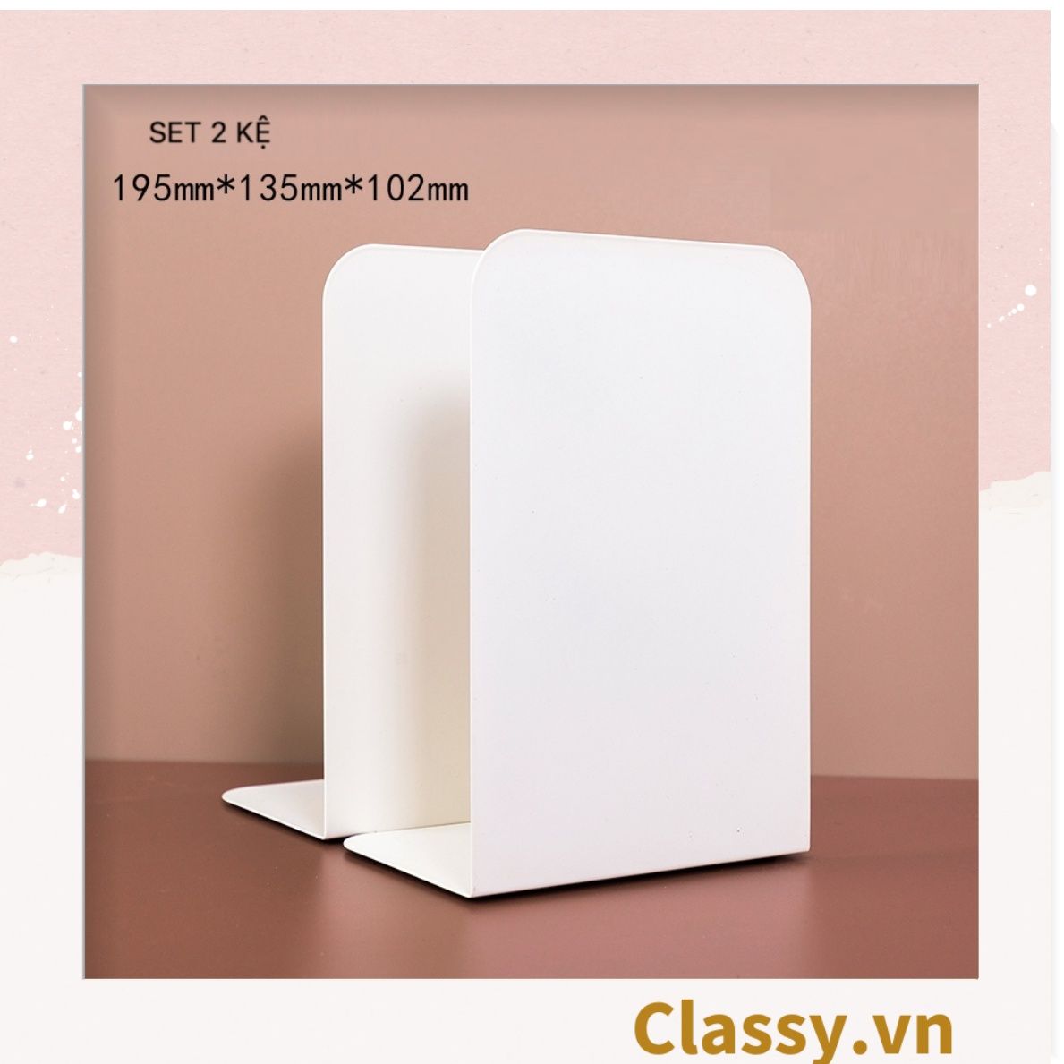2 kệ Chặn sách kim loại, giá sách chữ L, chặn sách decor làm từ tấm thép dày đặc PK1802