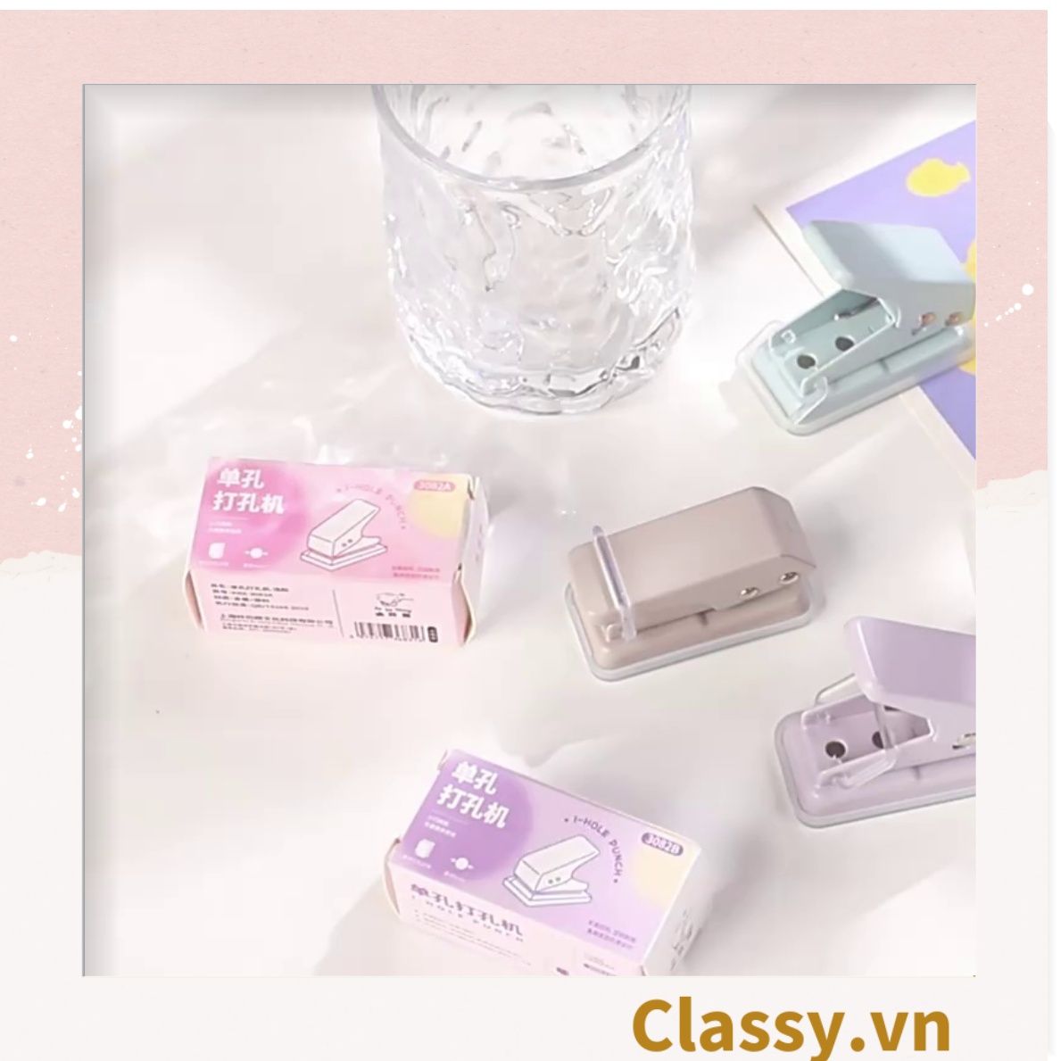 Bấm lỗ giấy Classy đục lỗ giấy đơn độ dày 12 tờ giấy A4 (mm) phụ kiện sổ planner, bullet journal PK1805