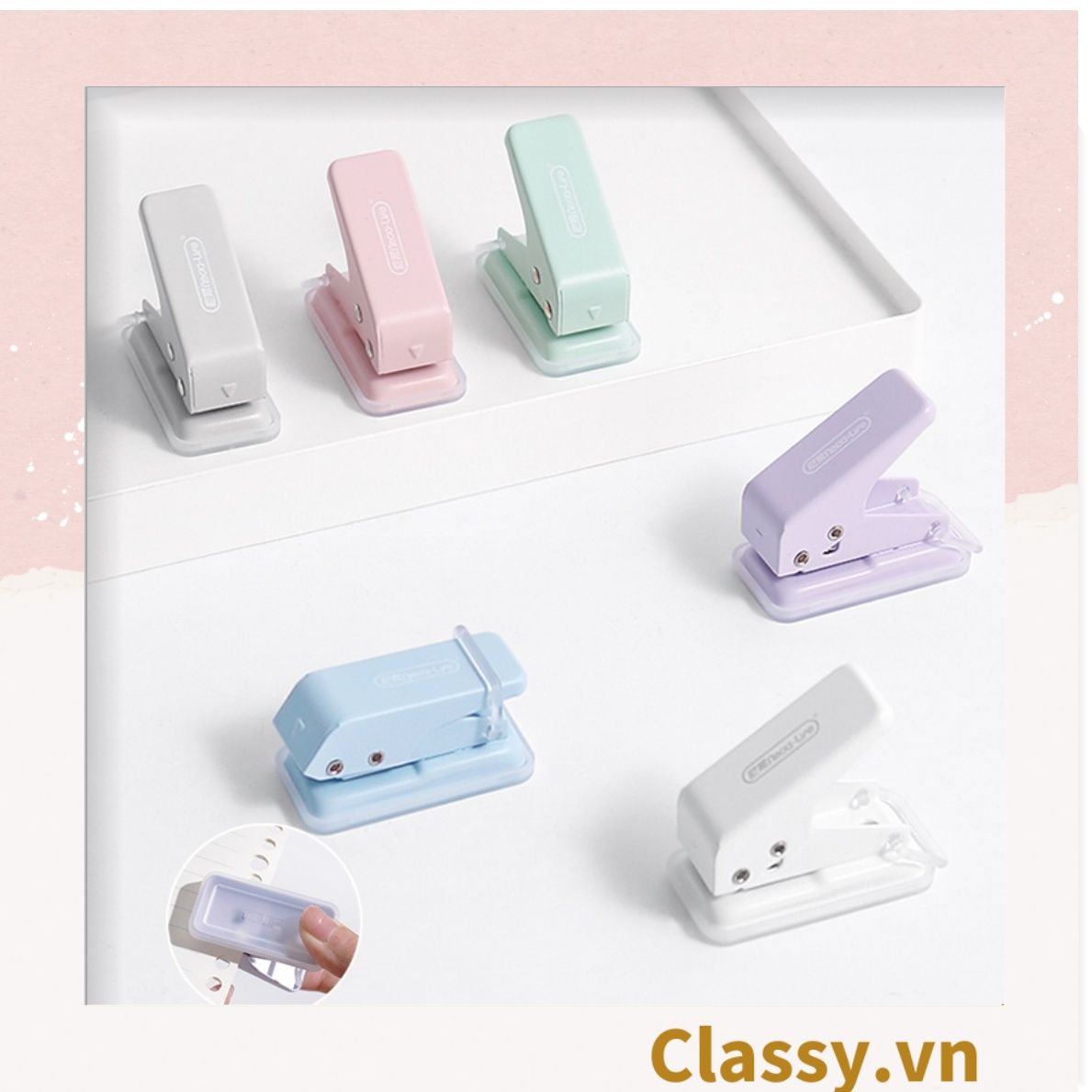 Bấm lỗ giấy Classy đục lỗ giấy đơn độ dày 12 tờ giấy A4 (mm) phụ kiện sổ planner, bullet journal PK1805