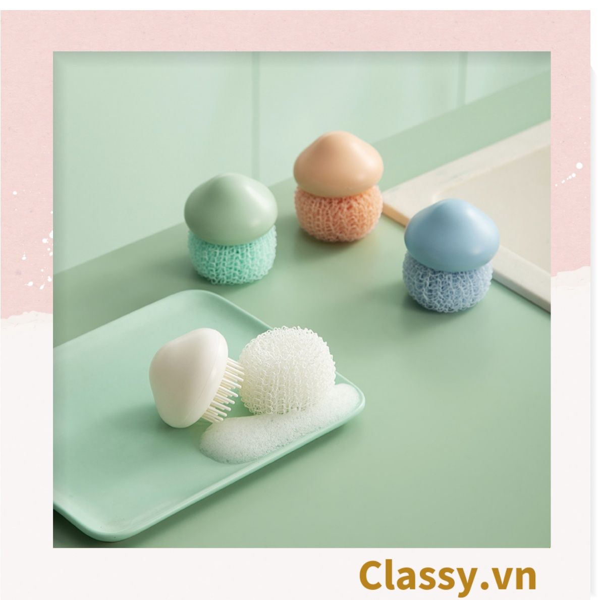 Bàn chải đa năng rửa bát hoặc massage bằng silicon và nhựa ABS có thể tháo rời, tháo rời rửa tay, rửa bát rửa nồi PK1828