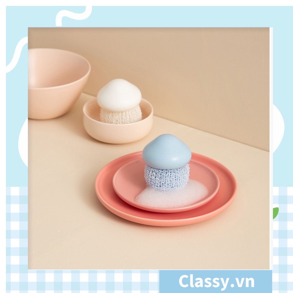 Bàn chải đa năng rửa bát hoặc massage bằng silicon và nhựa ABS có thể tháo rời, tháo rời rửa tay, rửa bát rửa nồi PK1828