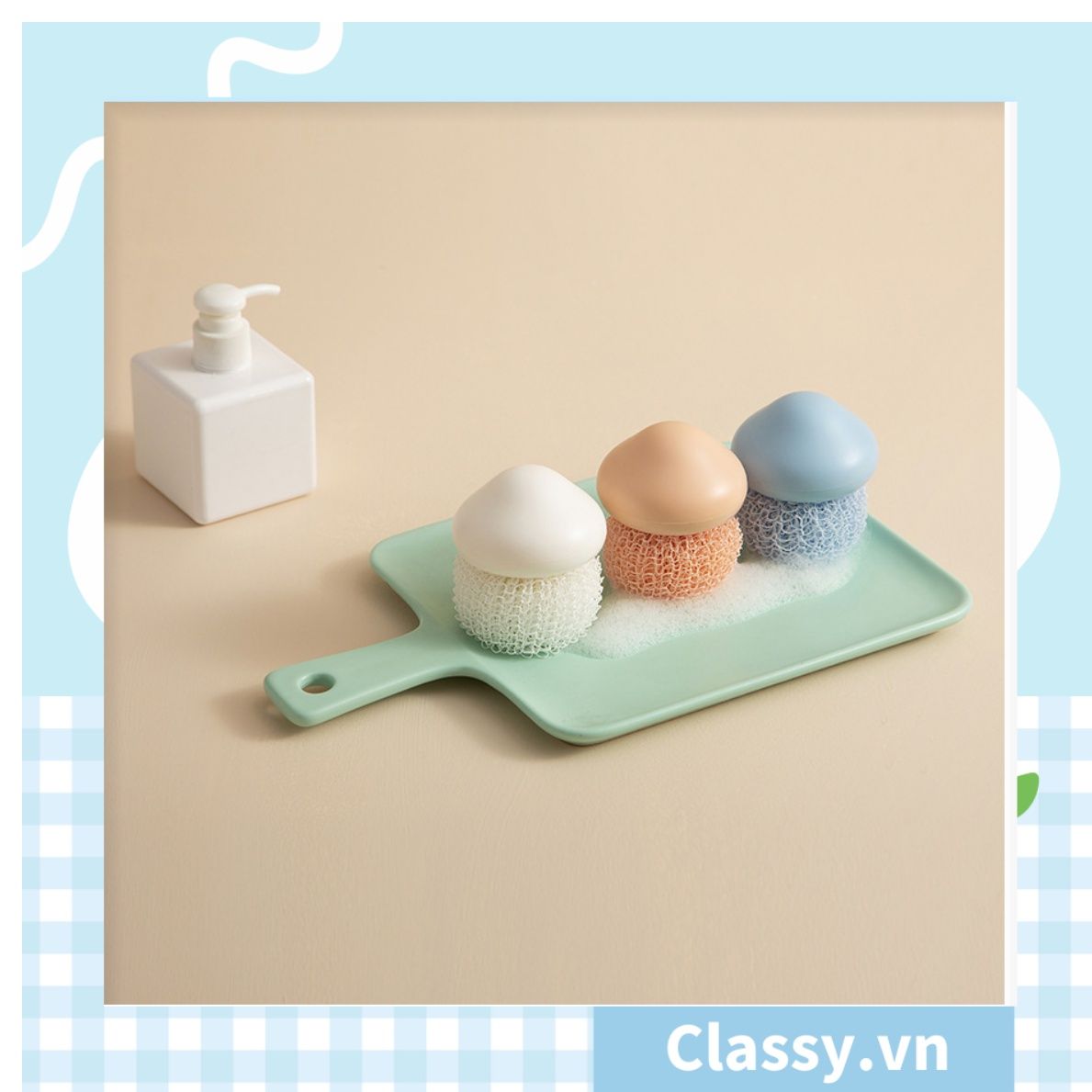 Bàn chải đa năng rửa bát hoặc massage bằng silicon và nhựa ABS có thể tháo rời, tháo rời rửa tay, rửa bát rửa nồi PK1828