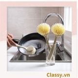  Combo 2 chiếc bàn chải tay cầm dài 22cm làm sạch nhà bếp vết dầu rửa nồi rửa chén bàn chải có thể được treo phòng tắm bàn chải bồn tắm PK1830 