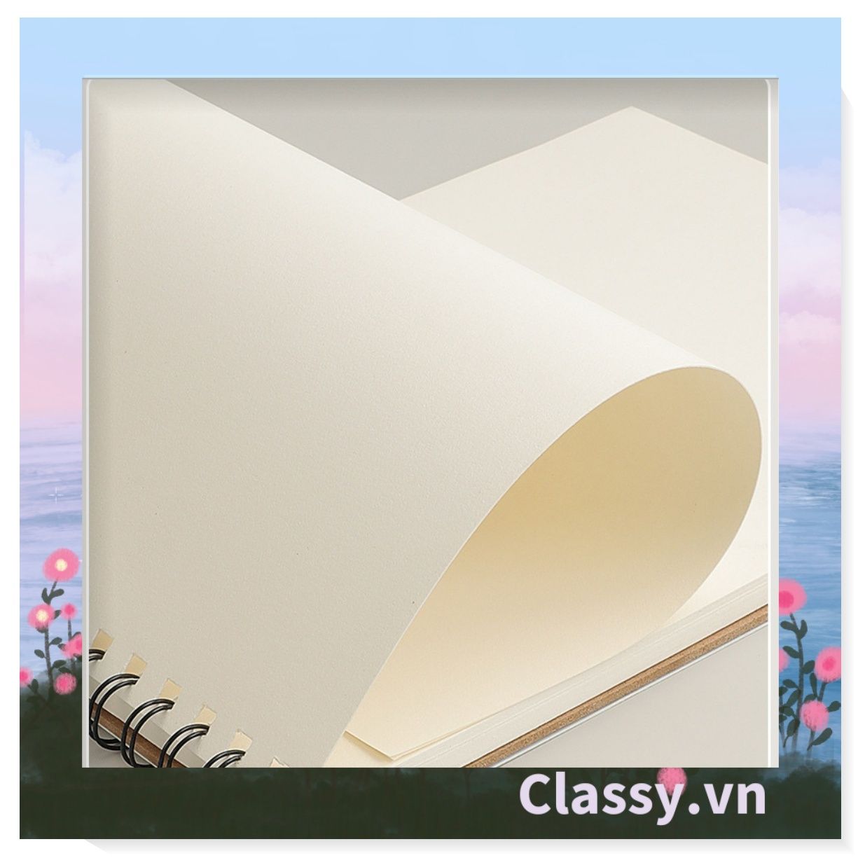  Sổ tay lò xo không kẻ A4 gáy xoắn 90  trang Classy- Giấy kẻ ngang chống lóa mắt Tập Vở Học Sinh Ghi Bài Takenote Planner họa tiết tranh sơn dầu PK1833 