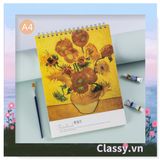  Sổ tay lò xo không kẻ A4 gáy xoắn 90  trang Classy- Giấy kẻ ngang chống lóa mắt Tập Vở Học Sinh Ghi Bài Takenote Planner họa tiết tranh sơn dầu PK1833 