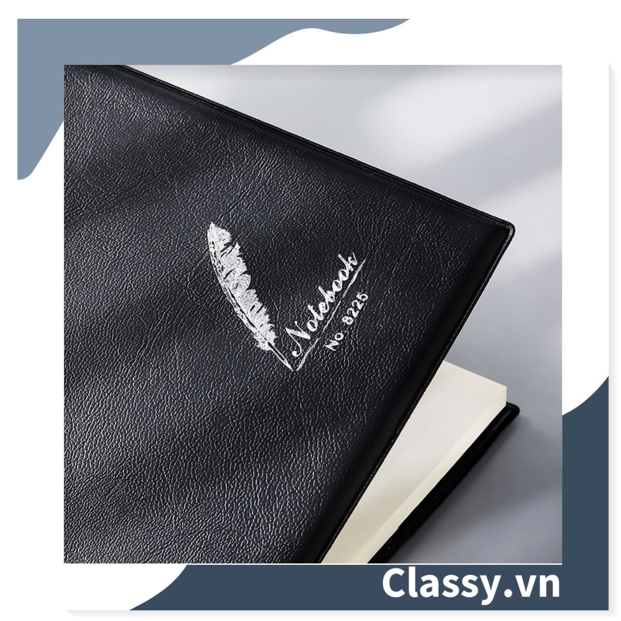 Sổ bìa da đen nhiều kích thước - Classy Notebook ghi chép cuộc họp, lập kế hoạch kinh doanh- 224 trang bìa tối giản- PK1834