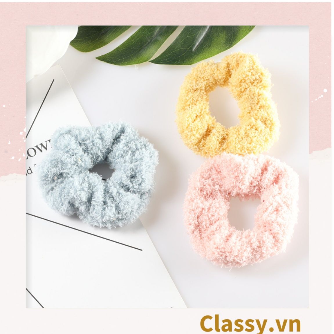  Dây cột tóc vải Scrunchies lông cừu PK219 