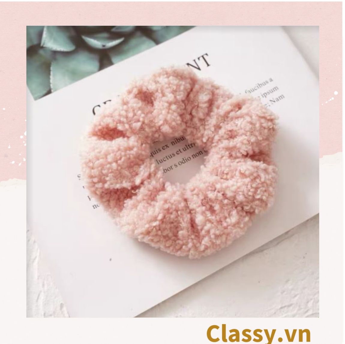  Dây cột tóc vải Scrunchies lông cừu PK219 