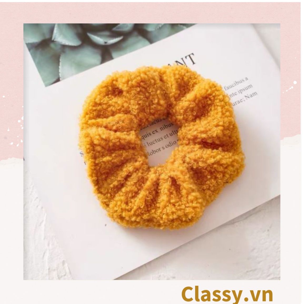  Dây cột tóc vải Scrunchies lông cừu PK219 