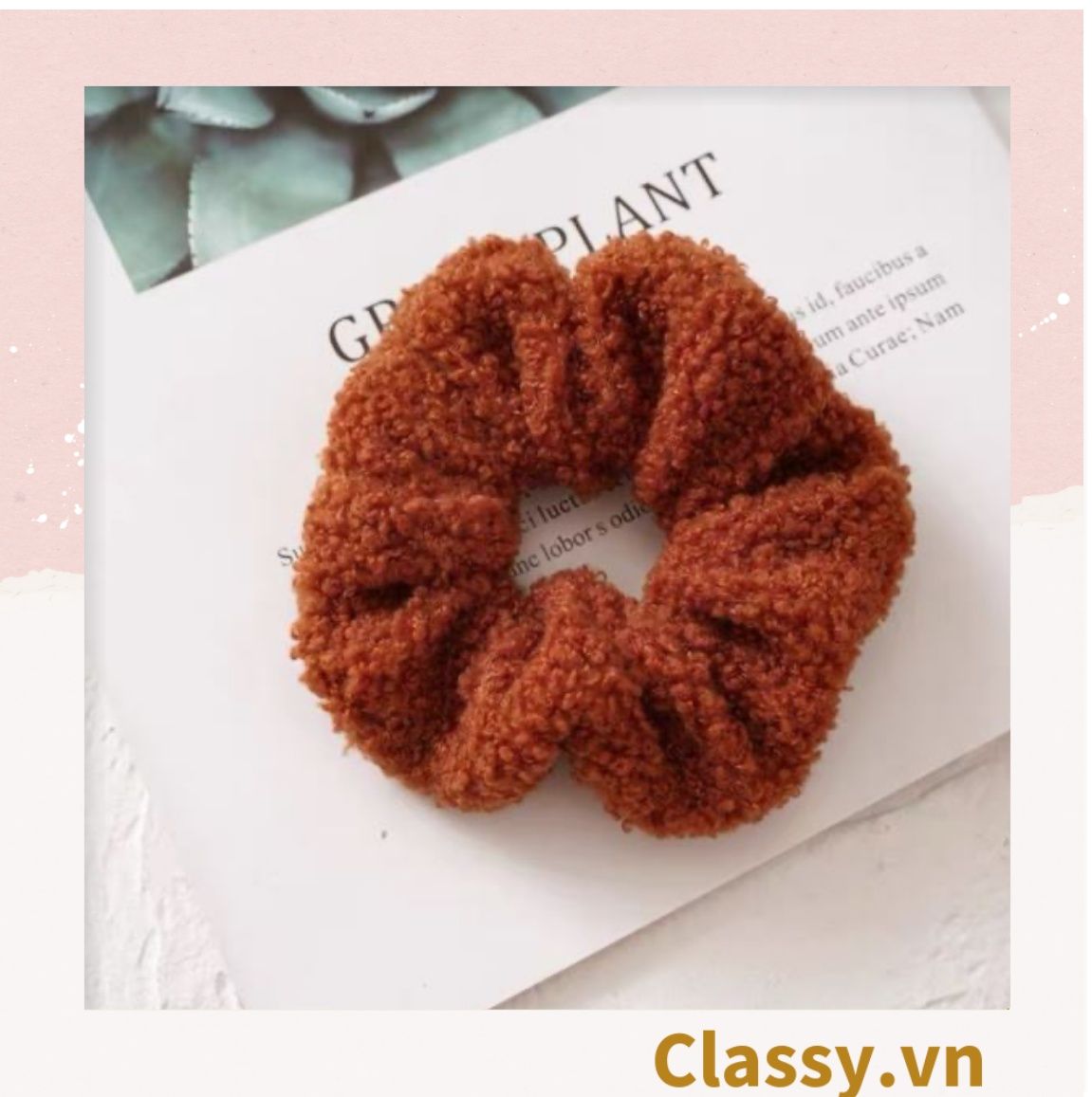  Dây cột tóc vải Scrunchies lông cừu PK219 