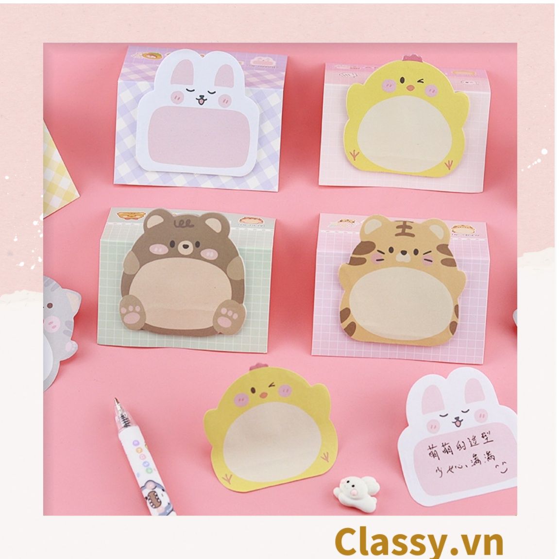 Giấy Note - Giấy Ghi Chú nhiều hình Hình Động Vật hình mặt cười Xinh Xắn PK475