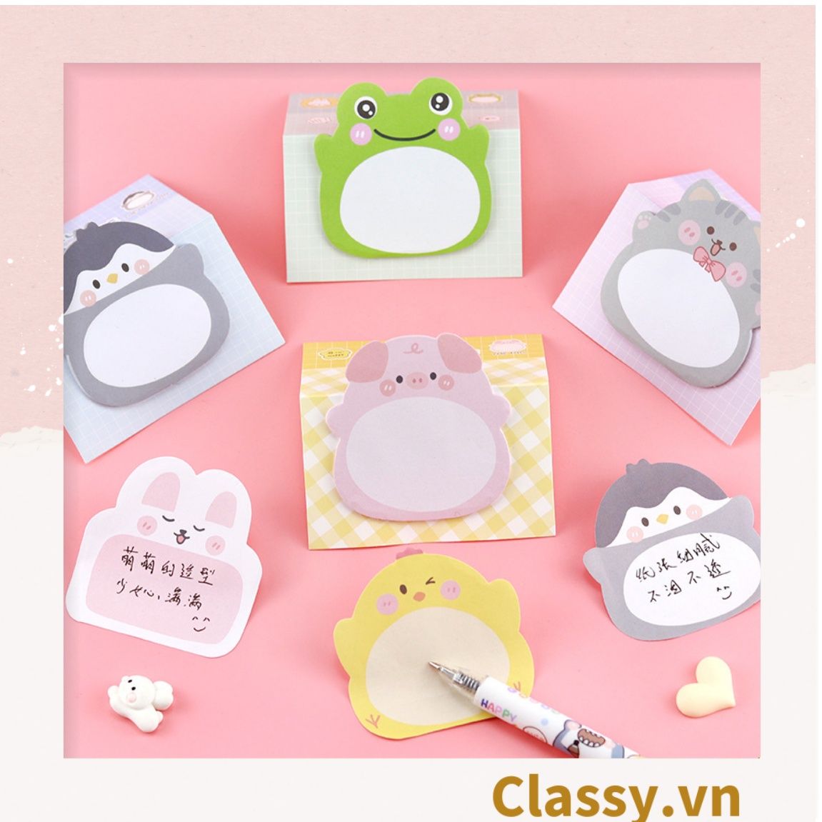 Giấy Note - Giấy Ghi Chú nhiều hình Hình Động Vật hình mặt cười Xinh Xắn PK475