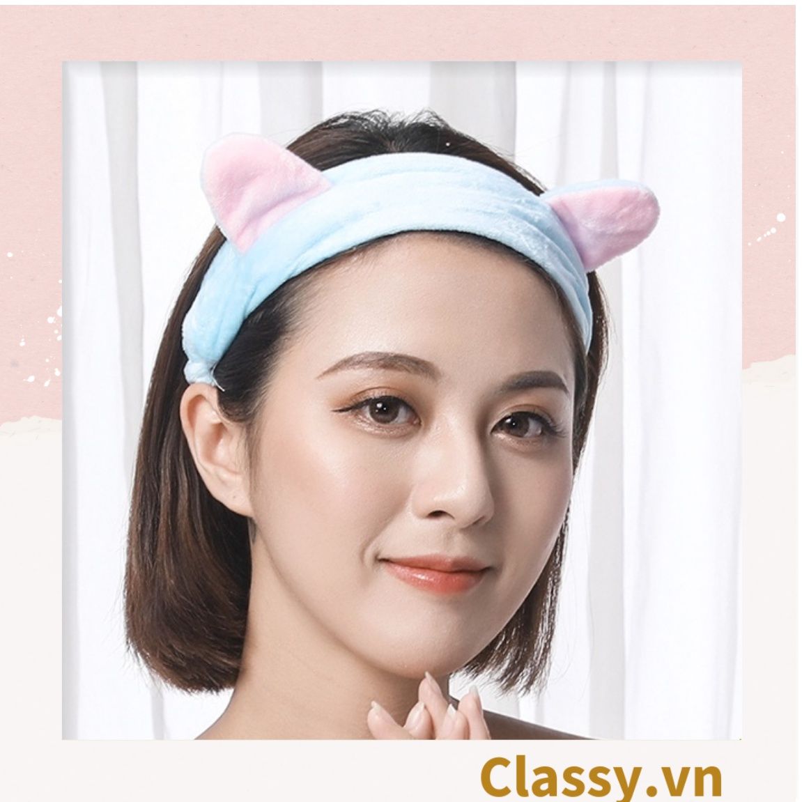 Băng Đô Tai Mèo Rửa Mặt Makeup Co Giãn Siêu Dễ Thương 22 X 10 CM PK483