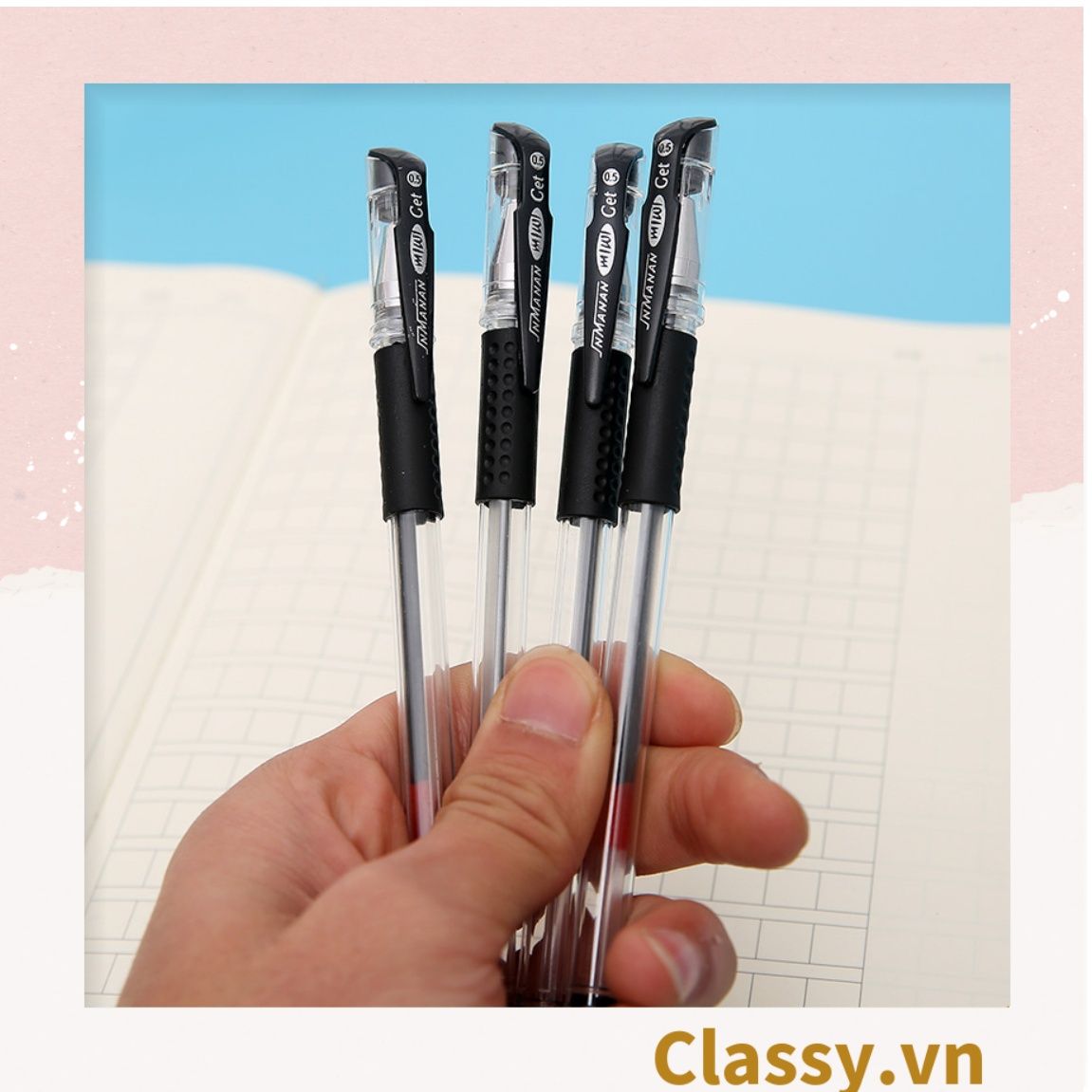 Bút Nước Gel 0.5 Màu Mực Đen Xanh Đỏ PK492