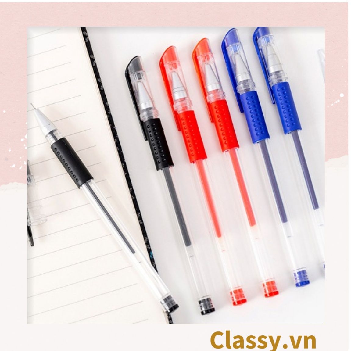 Bút Nước Gel 0.5 Màu Mực Đen Xanh Đỏ PK492