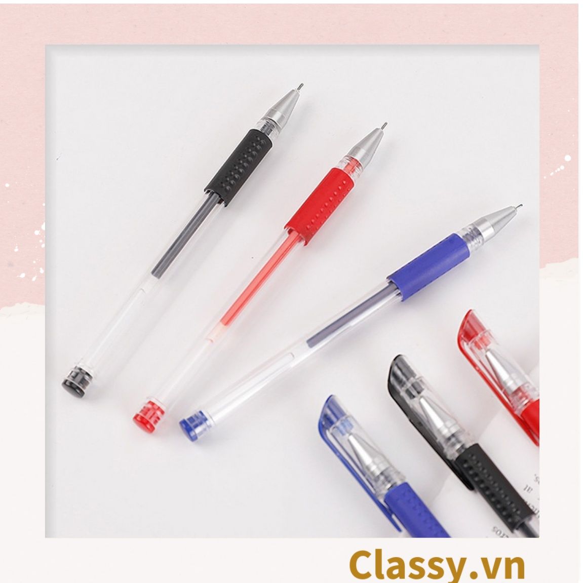 Bút Nước Gel 0.5 Màu Mực Đen Xanh Đỏ PK492
