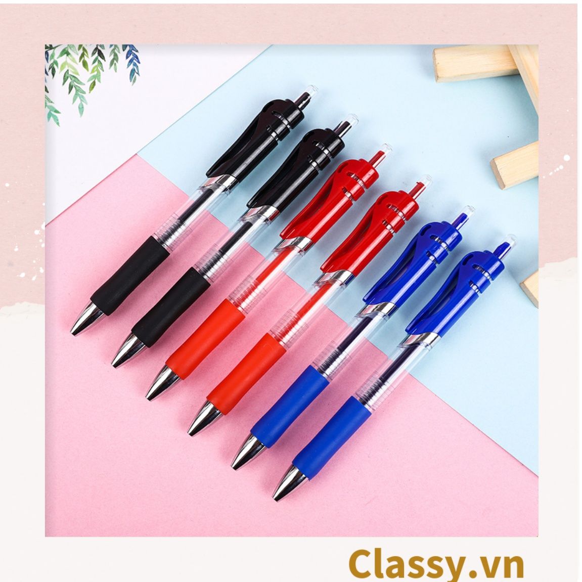 Bút Nước Gel 0.5 Màu Mực Đen Xanh Đỏ PK492