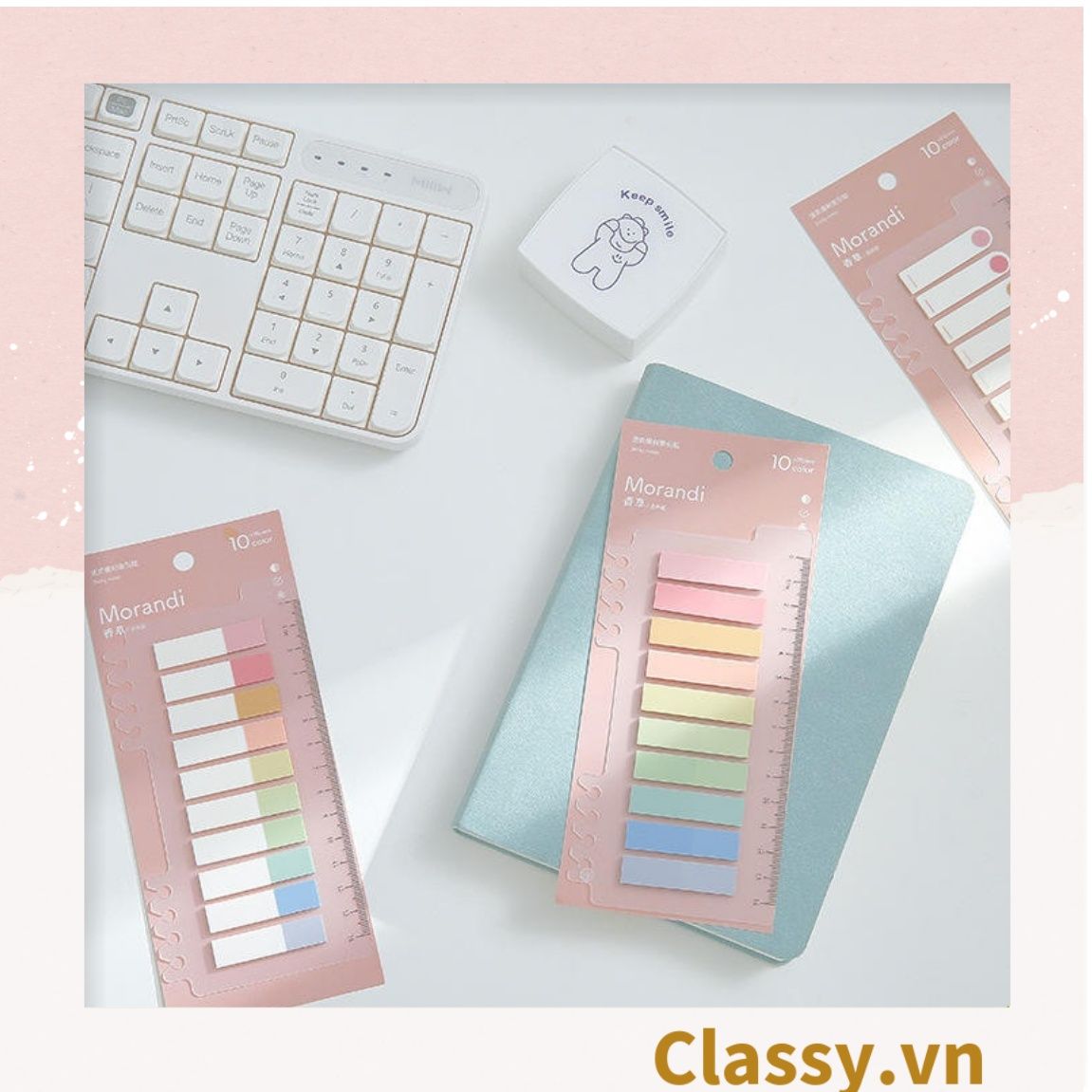  Tệp giấy note ghi nhớ Post-It, màu pastel dễ thương tiện dụng; kích thước 4,6 * 1,5cm 