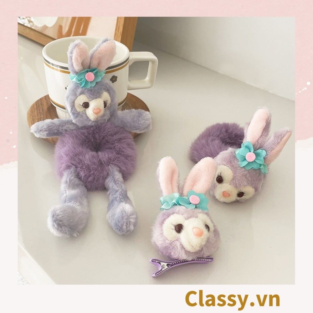Dây Cột Tóc Co Giãn Phối Lông Hình Thú Hoạt Hình Phong Cách Hàn Quốc Cho Nữ PK536