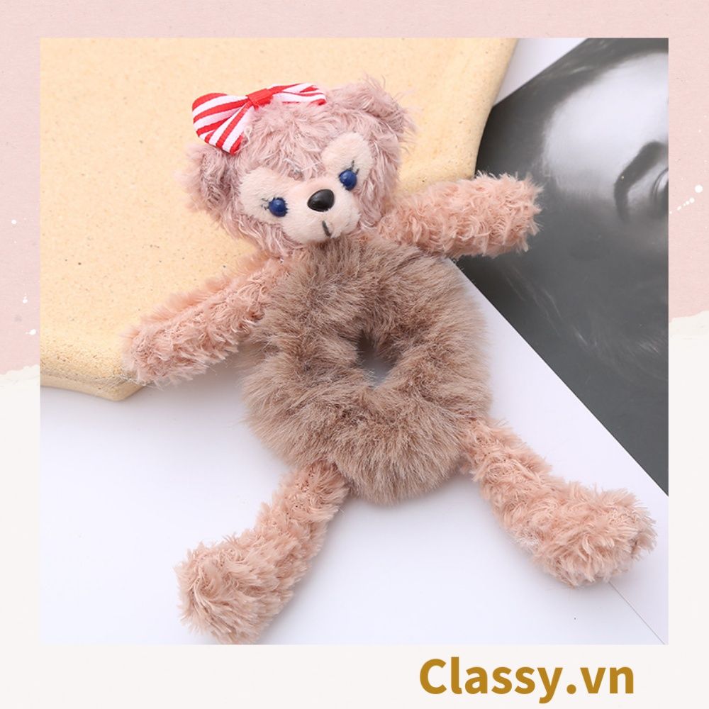 Dây Cột Tóc Co Giãn Phối Lông Hình Thú Hoạt Hình Phong Cách Hàn Quốc Cho Nữ PK536