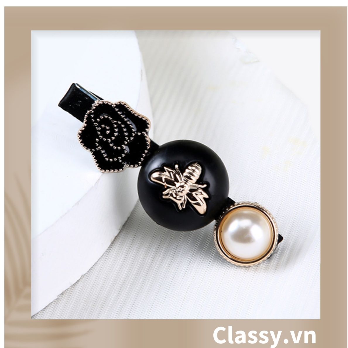 Kẹp Tóc nhiều họa tiết gắn cẩm thạch và hạt trai sang trọng & thanh lịch dành cho phái nữ PK546