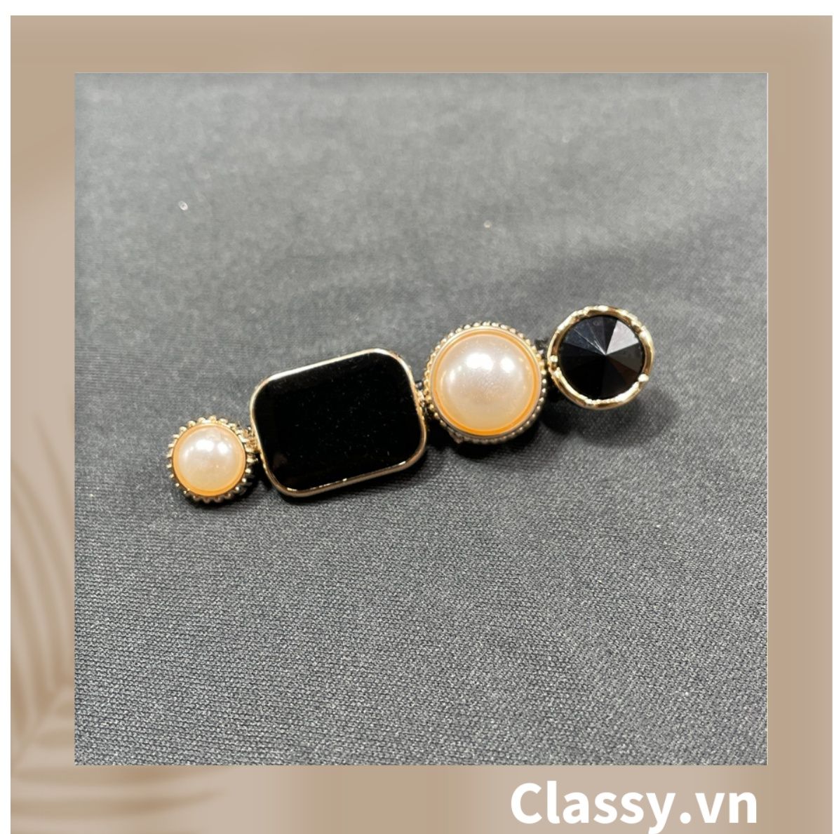 Kẹp Tóc nhiều họa tiết gắn cẩm thạch và hạt trai sang trọng & thanh lịch dành cho phái nữ PK546