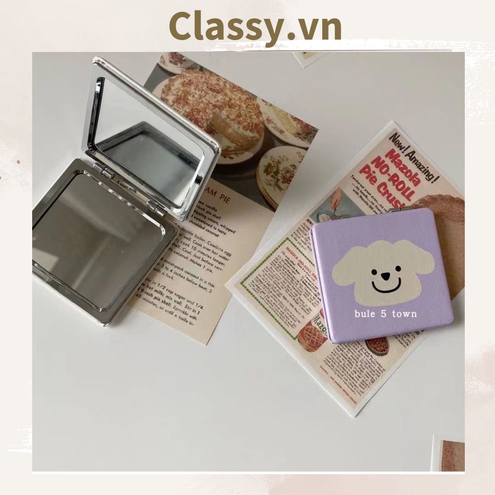 Gương trang điểm cầm tay mini 2 mặt bỏ túi kèm lược, Gương cầm tay mini Hàn Quốc siêu cute, Gương hoạt hình PK569