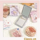  Gương trang điểm cầm tay size lớn họa tiết  2 mặt bỏ túi, Gương cầm tay mini Hàn Quốc siêu cute, Gương hoạt hình PK570 