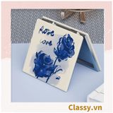  Gương trang điểm cầm tay mini 2 mặt bỏ túi kèm lược, Gương cầm tay mini Hàn Quốc siêu cute, Gương Vintage Hoa hồng PK569 