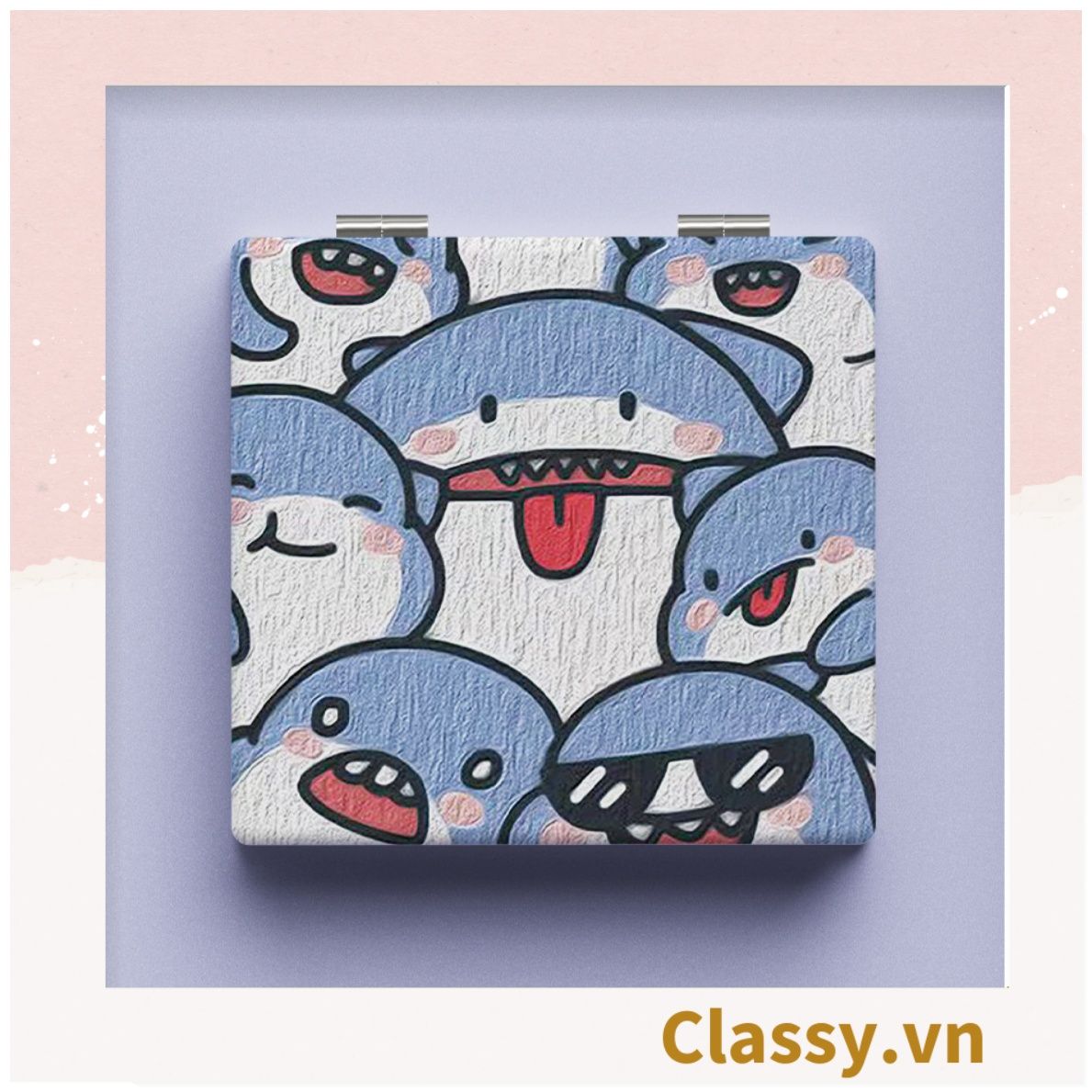 Gương trang điểm cầm tay mini 2 mặt bỏ túi kèm lược, Gương cầm tay mini Hàn Quốc siêu cute, Gương hoạt hình PK569