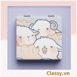  Gương trang điểm cầm tay mini 2 mặt bỏ túi kèm lược, Gương cầm tay mini Hàn Quốc siêu cute, Gương hoạt hình PK569 