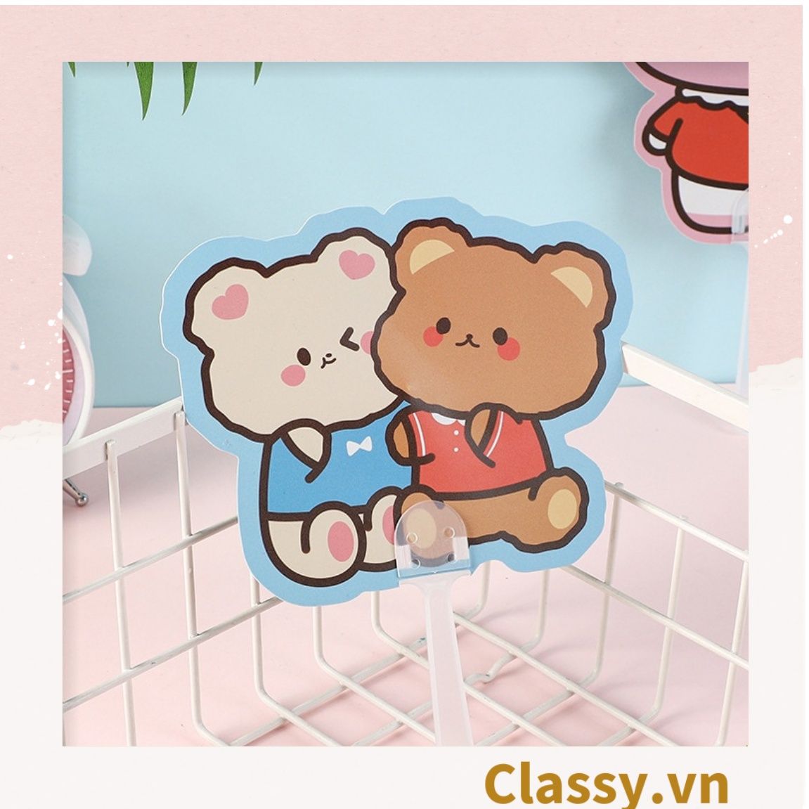 Quạt cầm tay mini tiện dụng phù hợp mùa hè cho học sinh, sinh viên, văn phòng hoạ tiết động vật cực dễ thương PK574