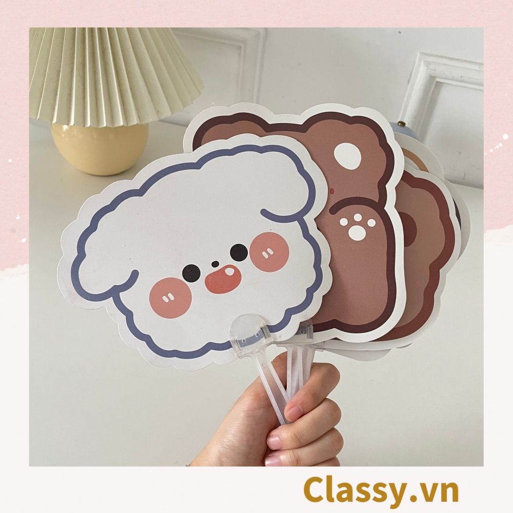 Quạt cầm tay mini tiện dụng phù hợp mùa hè cho học sinh, sinh viên, văn phòng hoạ tiết động vật cực dễ thương PK574