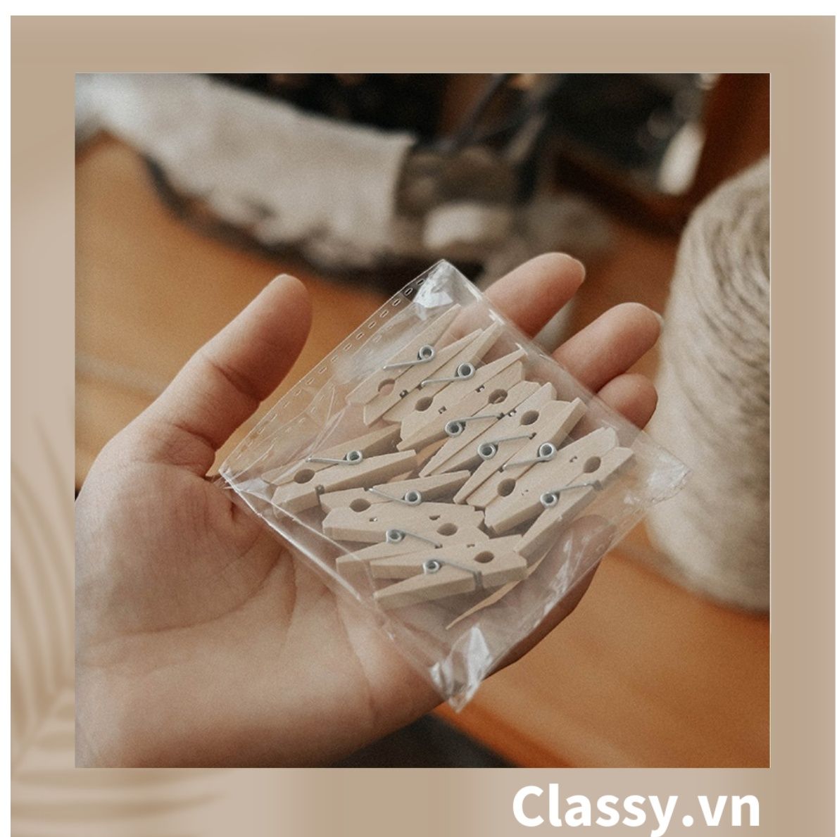 Combo 10 chiếc Kẹp gỗ Kẹp ảnh, kẹp quần áo, phơi đồ, kích thước 3.5 * 1.2CM PK606