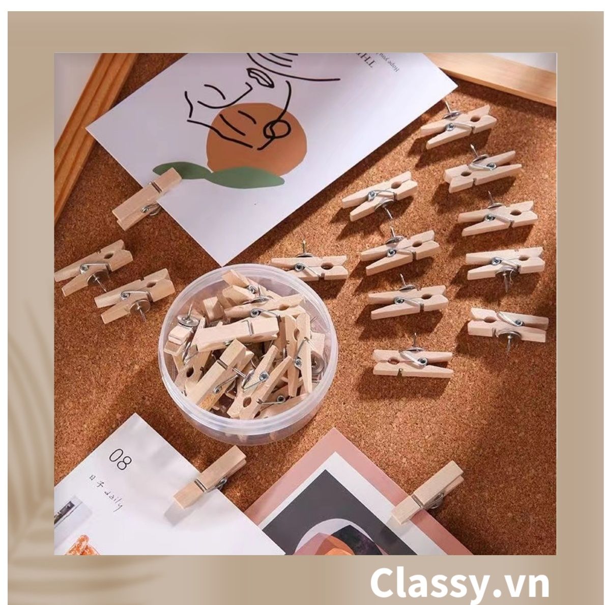 Combo 10 chiếc Kẹp gỗ Kẹp ảnh, kẹp quần áo, phơi đồ, kích thước 3.5 * 1.2CM PK606