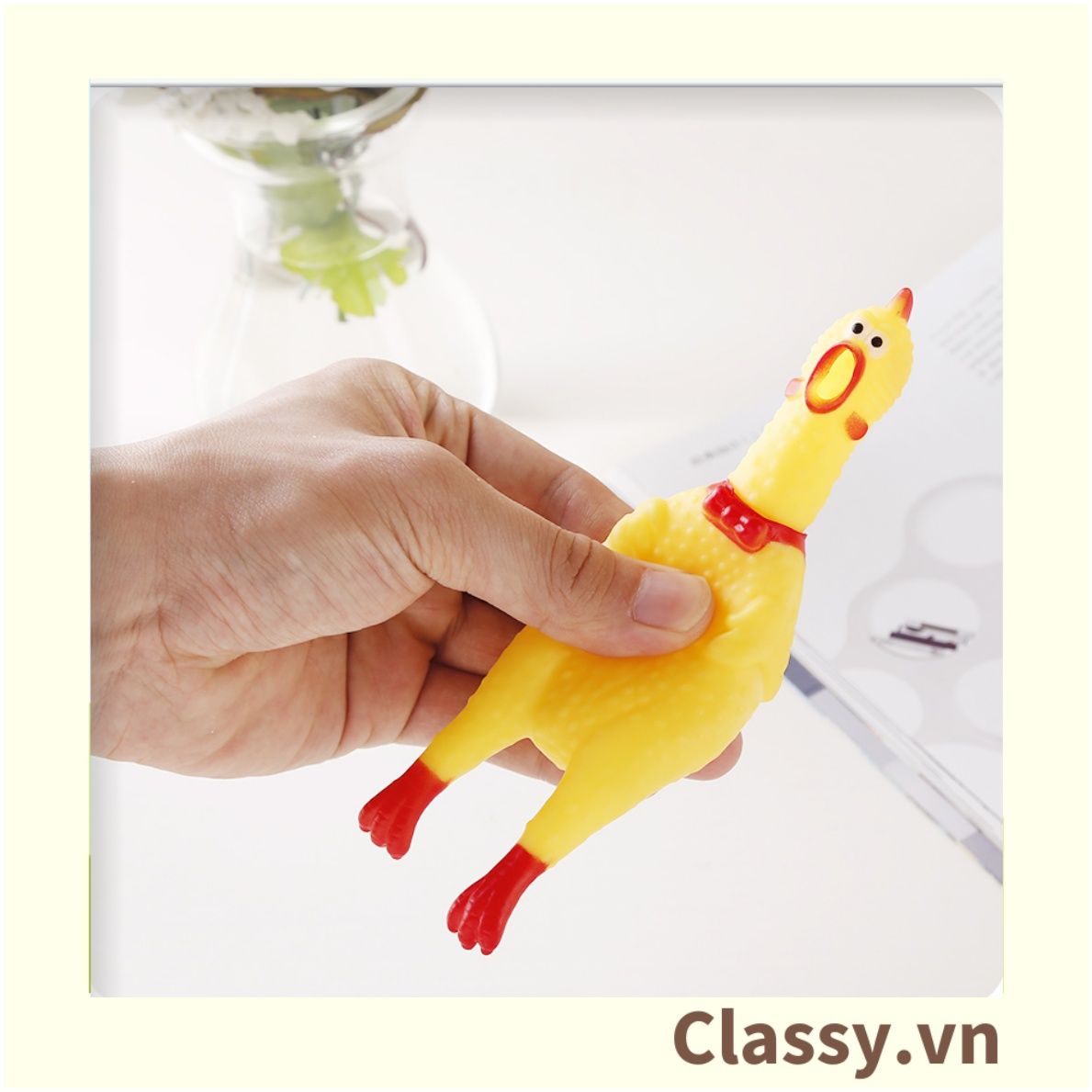  Classy Đồ chơi thú vị bóp bóp gà la hét bằng nhựa dẻo hình chú gà, phát ra tiếng kêu giúp giải tỏa căng thẳng PK607 