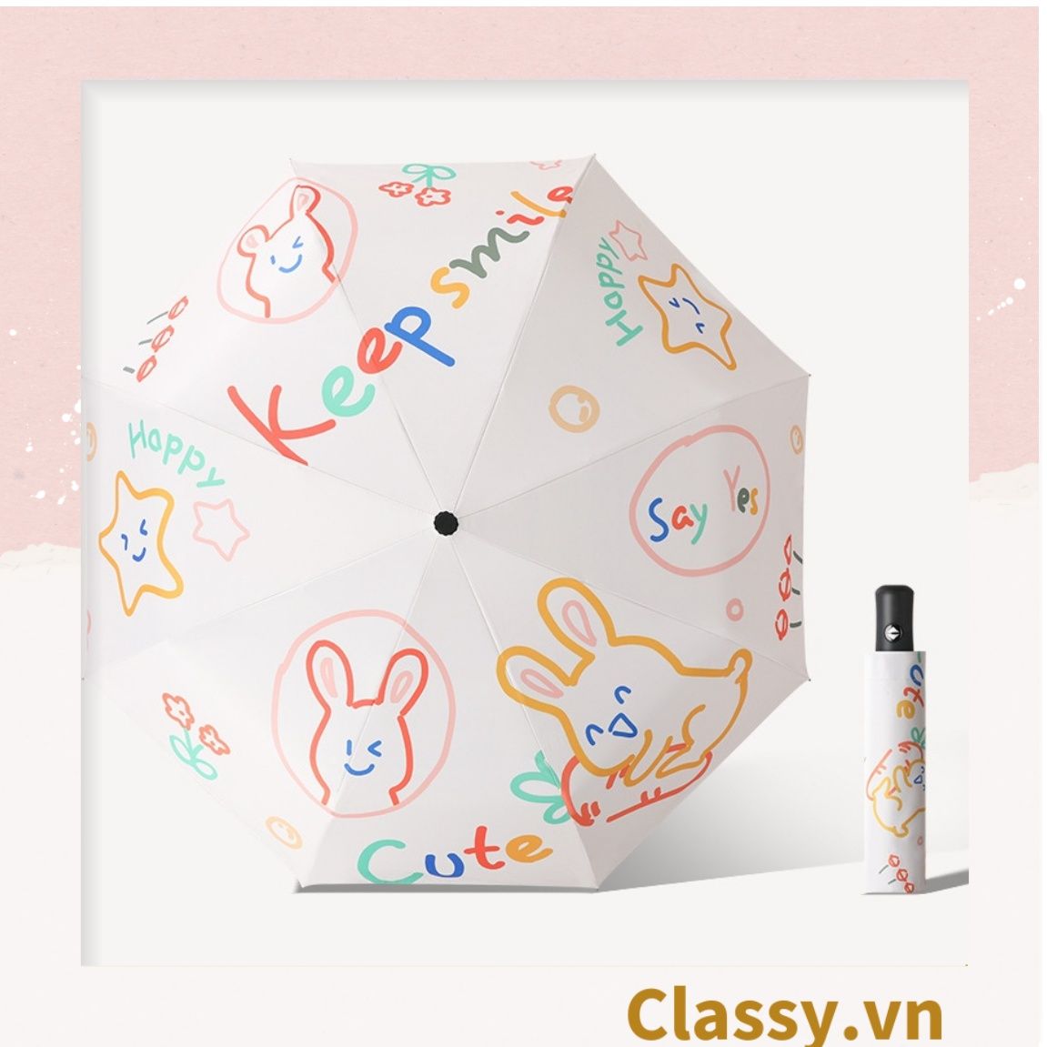 Ô dù đi nắng chỉ số SPF50+ chống tia UV nhiều họa tiết của mùa hè rực rỡ PK611