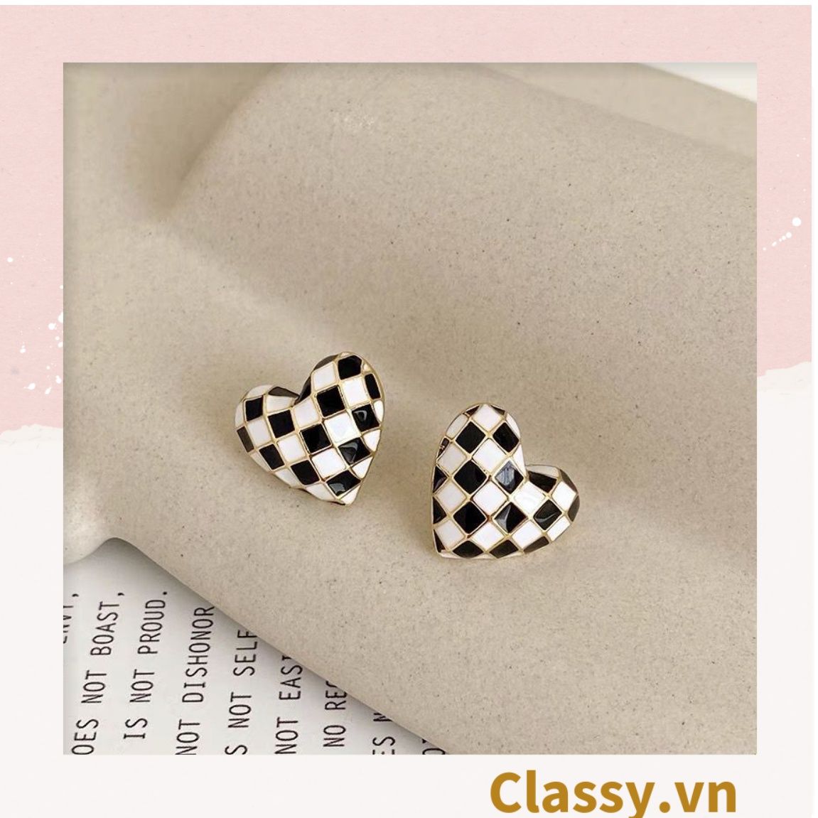 Khuyên tai bạc S925 bất đối xứng hình trái tim vàng và xanh dương thanh lịch nữ tính PK615
