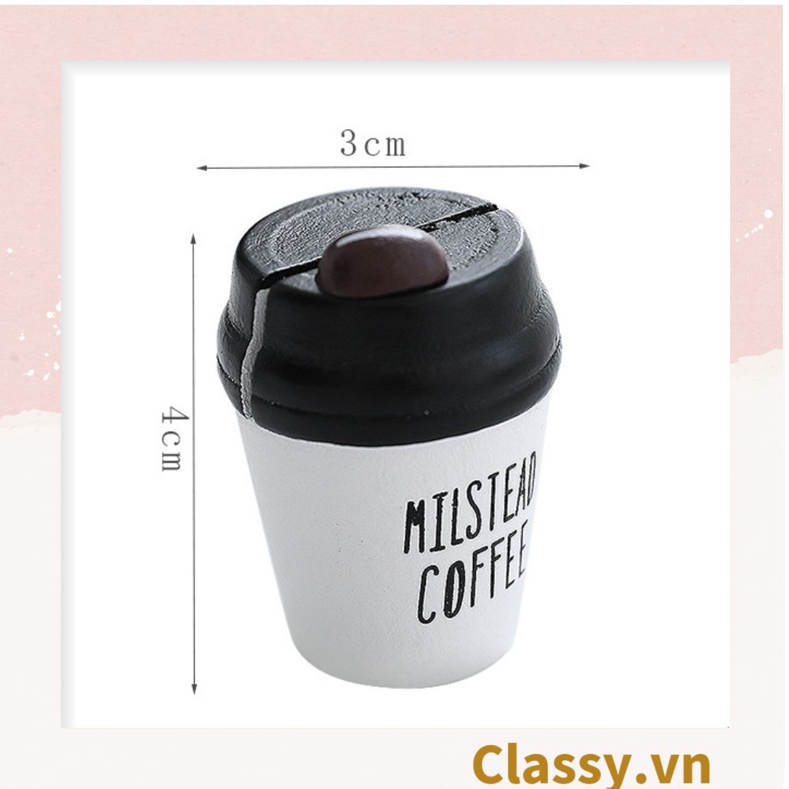 Kẹp đỡ giấy Lưu ý để bàn trang trí, chất liệu gỗ, kích thước 43 * 4 cm hình cốc trà sữa PK623
