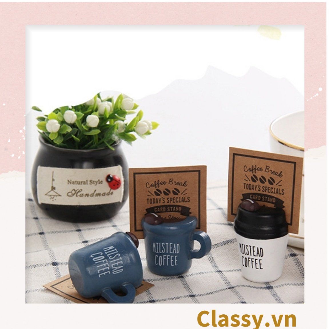 Kẹp đỡ giấy Lưu ý để bàn trang trí, chất liệu gỗ, kích thước 43 * 4 cm hình cốc trà sữa PK623